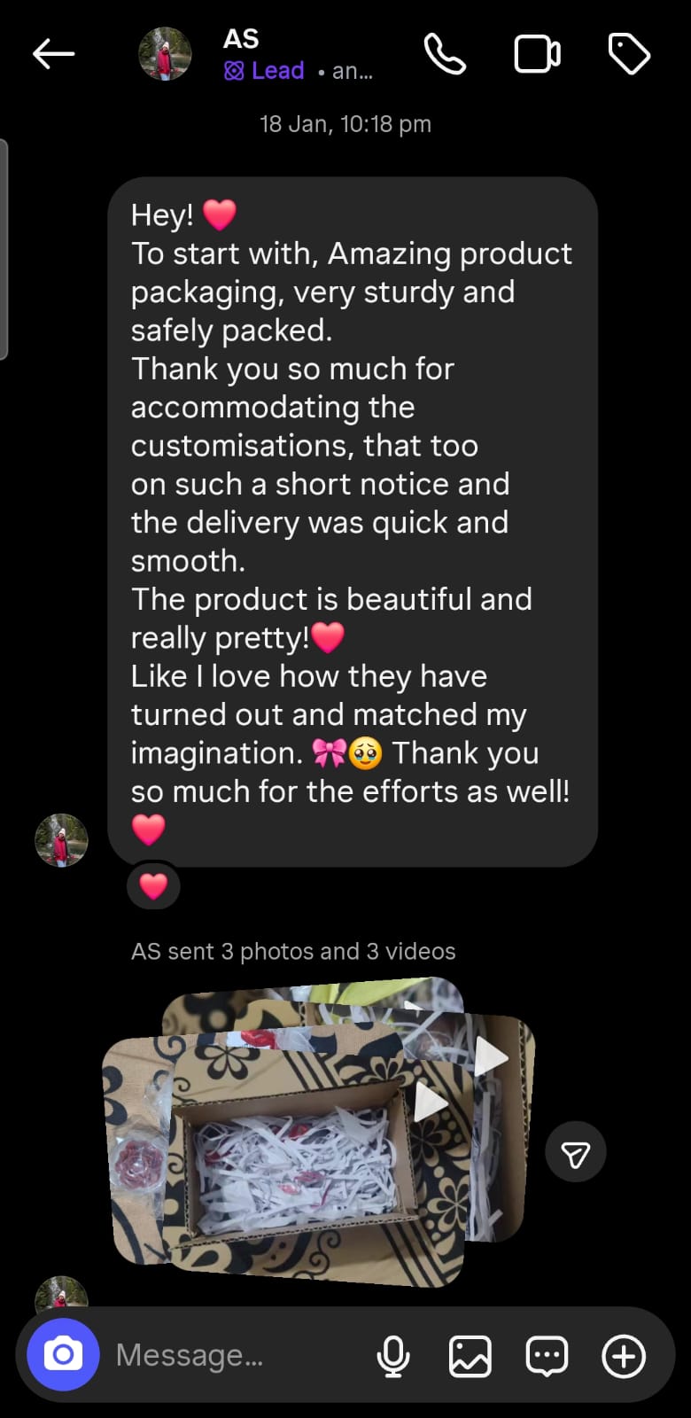 Customer testimonial